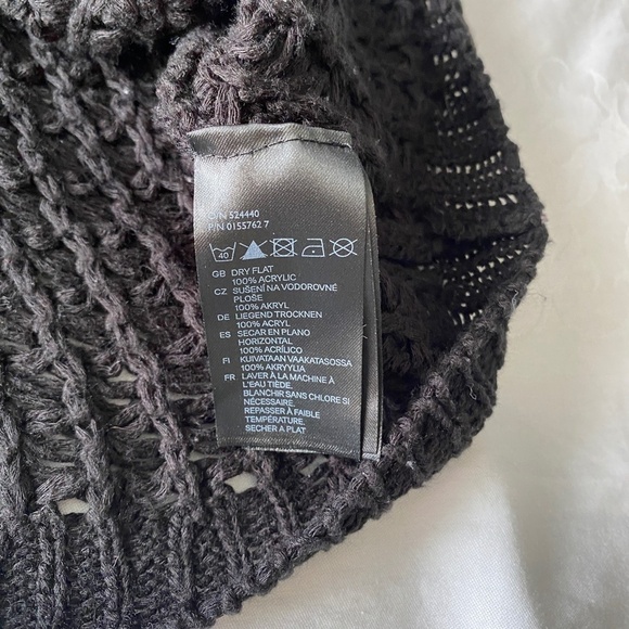 H&M Womens Black Loose Cable Knit Long Sleeve Popover Sweater Medium See-Through - Picture 8 of 15